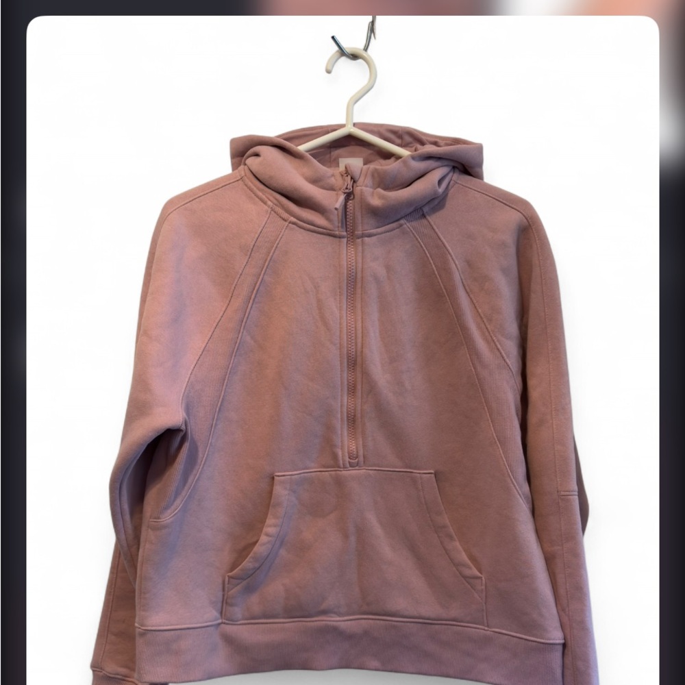 Lole pink Half-Zip Hooded Pullover crop top